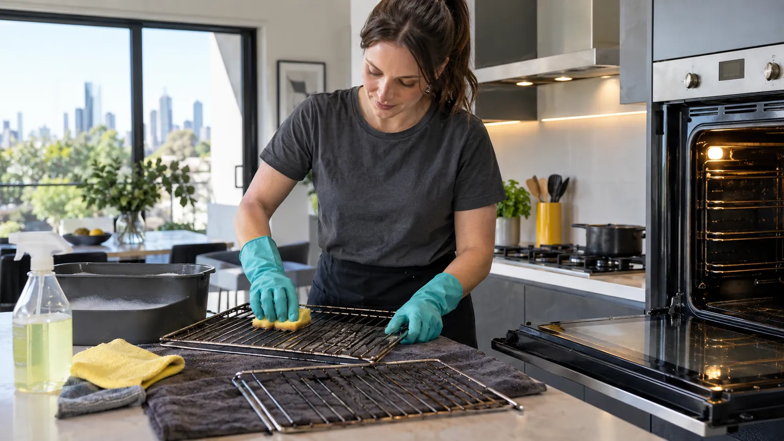 Oven cleaning Melbourne for racks, trays, glass and degreasing scope